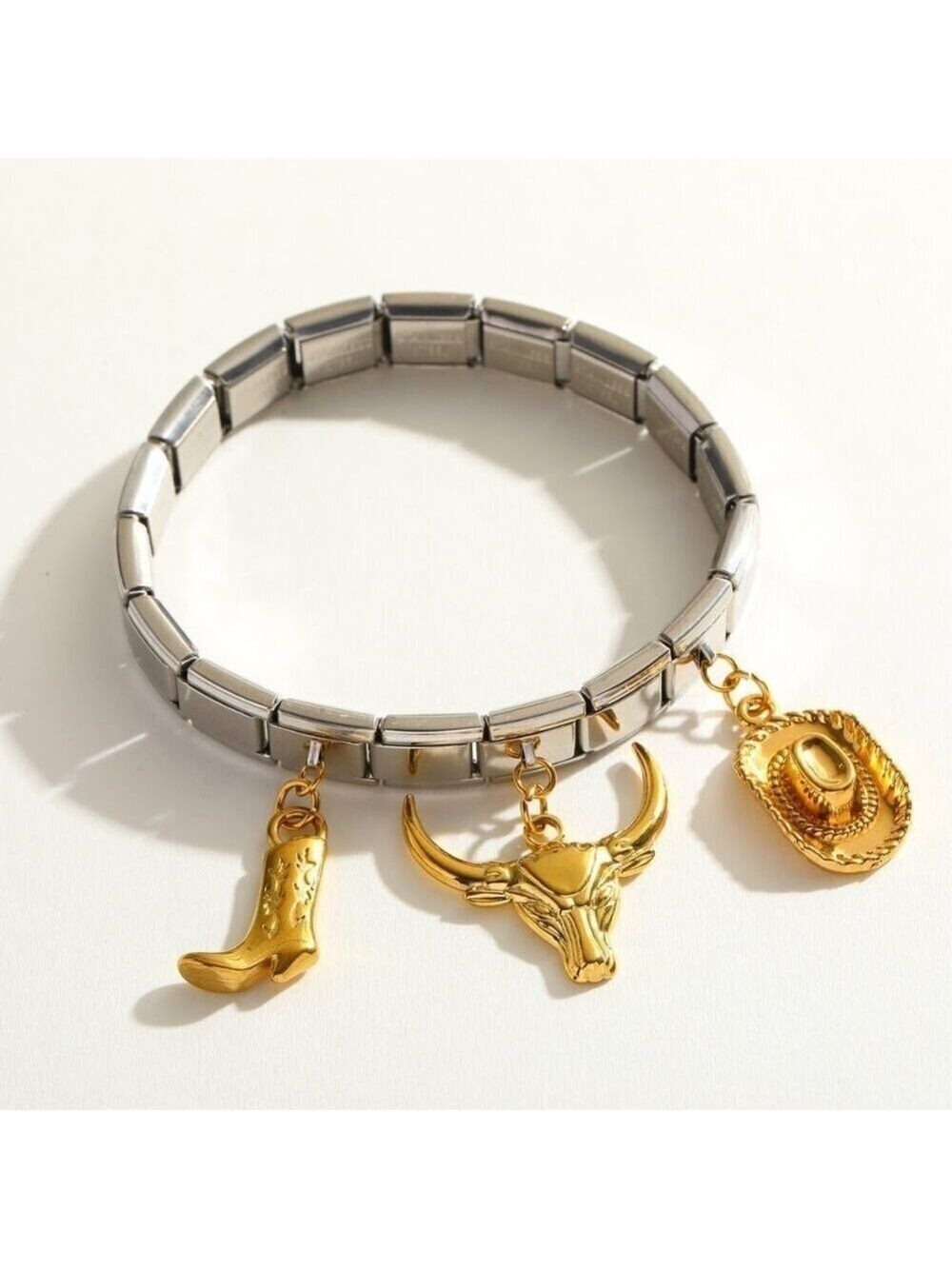Western Charm Bracelet | 18K Gold Plated Stainless Steel | Waterproof |Dual Tone